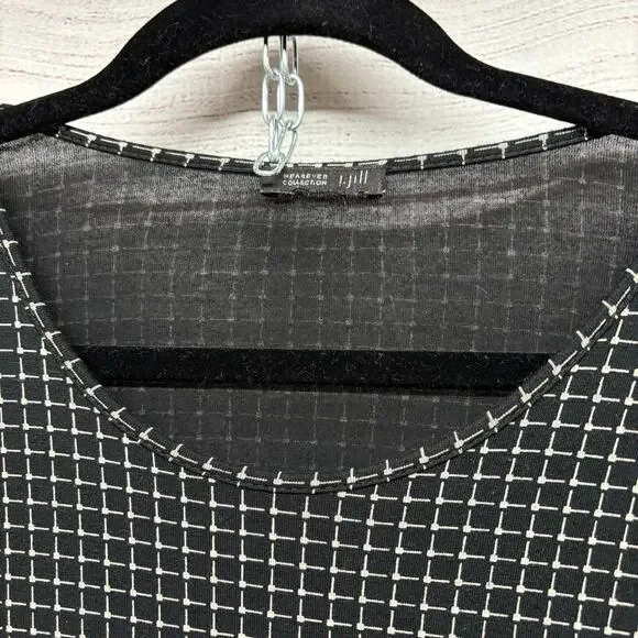 J Jill Wearever Black Grid Print Top Tunic Blouse Shirt Size L - Picture 2 of 10
